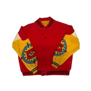Vintage 80s 90s Swatch Watch Varsity Jacket Mens XL Red Yellow Hong Kong